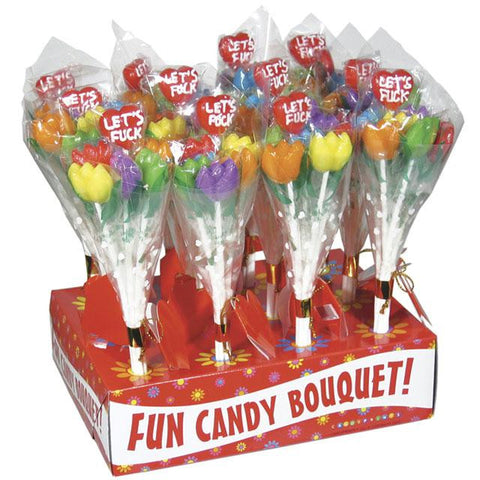 'Let's Fuck' Tulip Candy Bouquet Display