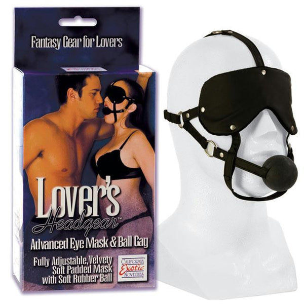 Lovers Headgear - Advanced Eye Mask & Ball Gag - Black