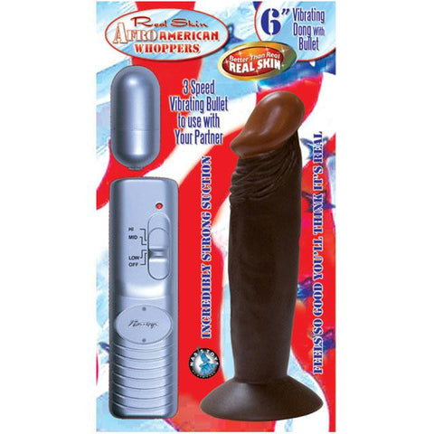 Afro American Whoppers 6in. Straight Vibrating Dong with Bullet