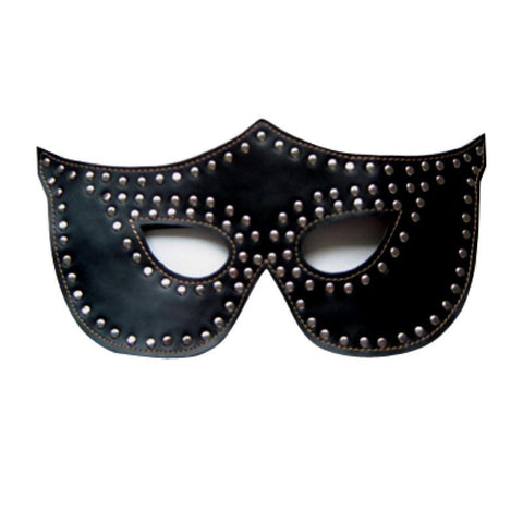 Rapture Black Leather Mask w/Silver Rivets
