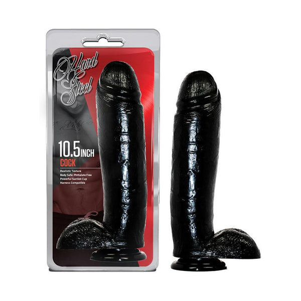 Blush Hard Steel 10.5in. Cock With Suction Cup & Balls (Black)