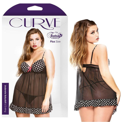 Curve Underwire Babydoll & G-String Polka Dot 3X-4X