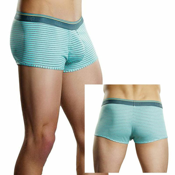 Male Power Heather Stripe Lo Rise Enhancer Short Mint Small