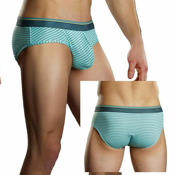 Male Power Heather Stripe Lo Rise Bikini Mint Sml