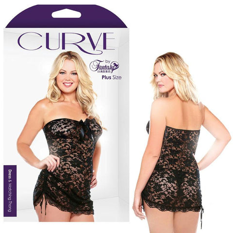 Curve Lace Strapless Dress & Matching Thong 3X-4X