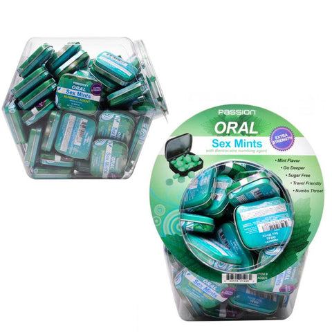 Passion Oral Sex Mints w- Numbing Agent Retail Fishbowl Display- 60 Piece Display