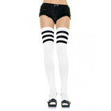 Athlete Thigh Hi w/3 Stripe Top O/S White/Black