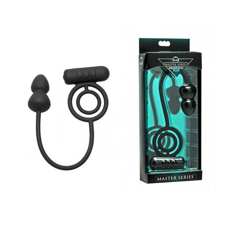 Masters Voyager I Vibrating Silicone Cock Ring And Anal Stimulator (Black)