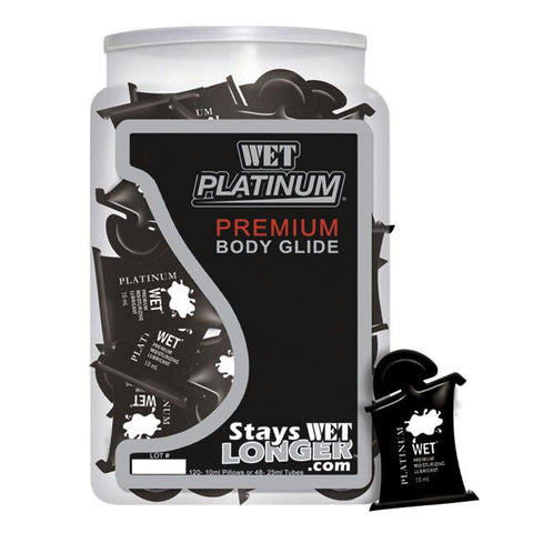 Wet Platinum Silicone Lubricant 10ml Pillow(120pc.- Free Bowl Display)