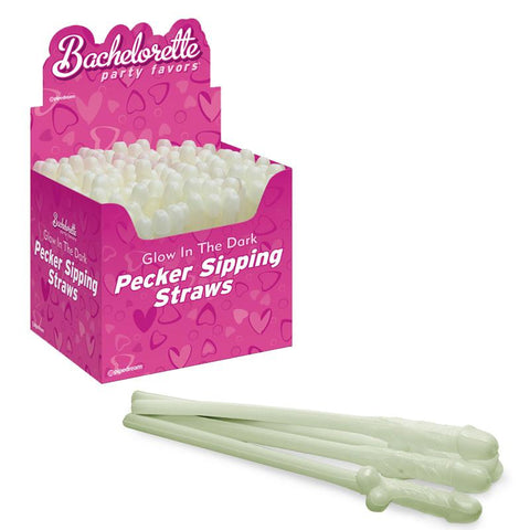 Bachelorette Party Favors Glow In The Dark Pecker Sipping Straws (Display of 144)