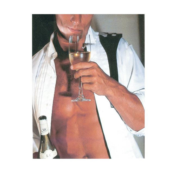 Man Holding Wine Glass Gift Bag