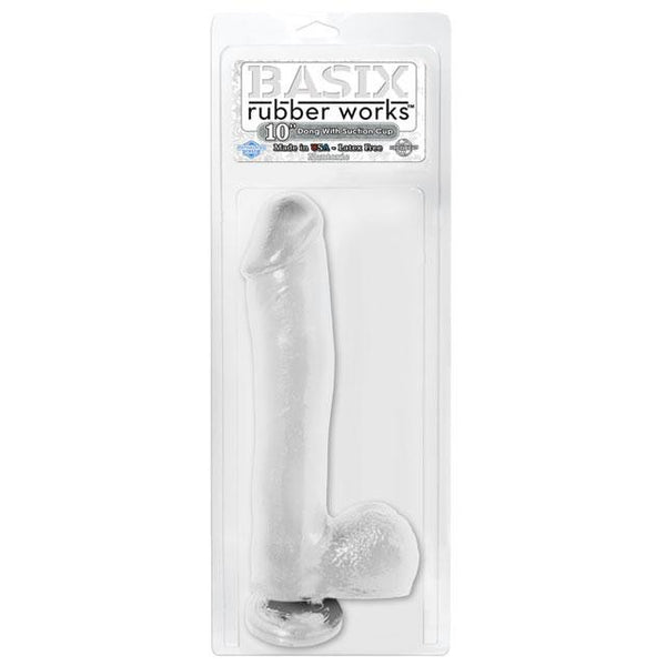 Basix Rubber Works - 10in. Dong with Suction Cup Clear