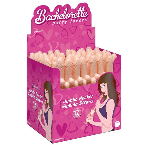 Bachelorette Party Favors Jumbo Pecker Straw Flesh (Display of 48)