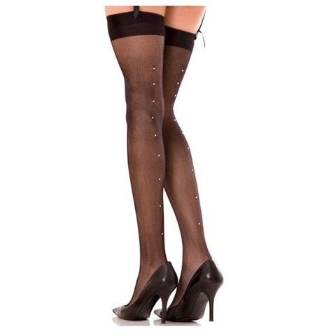 Sheer Thigh Highs W- Rhinestones