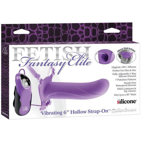 Fetish Fantasy Elite 6in. Vibrating Hollow Strap-On Purple