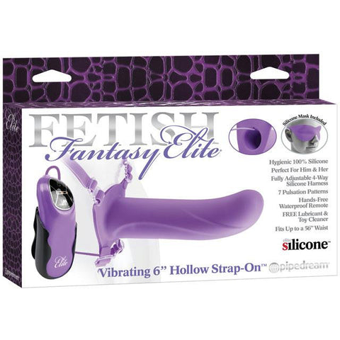 Fetish Fantasy Elite 6in. Vibrating Hollow Strap-On Purple