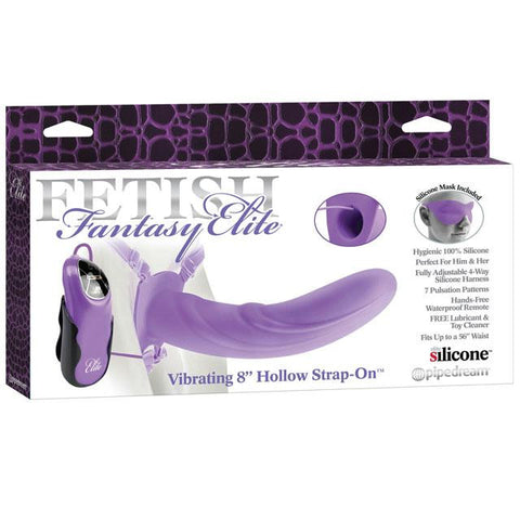Fetish Fantasy Elite Vibrating 8in. Hollow Strap-On Purple