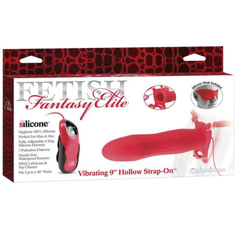 Fetish Fantasy Elite Vibrating 9in. Hollow Strap-On Red