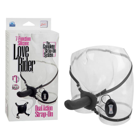 Silicone Love Rider Dual Action Strap-On - Black 7-Function