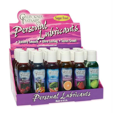 Razzels Flavored Warming Lubricants Counter Display (24 2 fl oz Bottles Assorted Flavors)