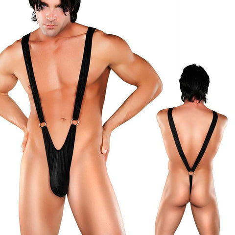 Male Power Nylon Lycra Sling with Rings Blk L/XL