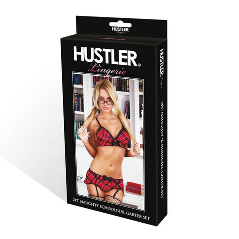 Hustler Naughty School Girl W-Garters 2pc S-M  On Hanger