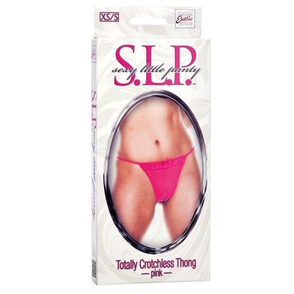 Sexy Little Panty Collection Totally Crotchless Thong - XS/S - Pink