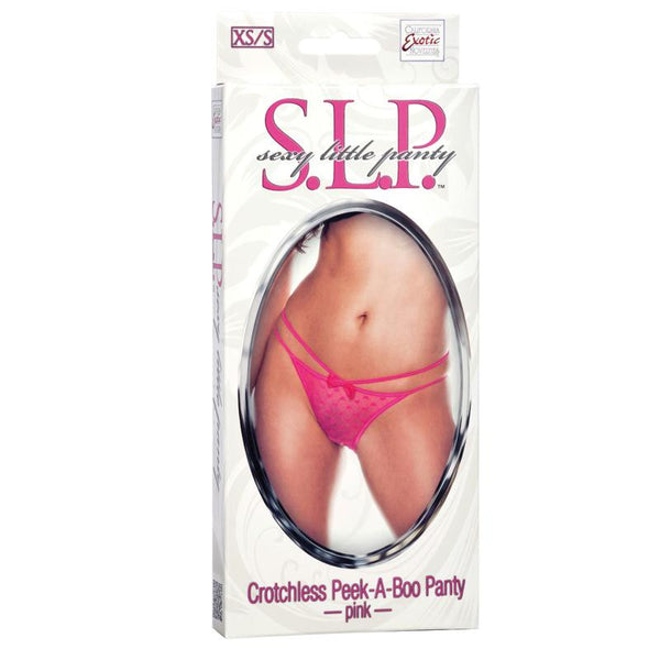 Sexy Little Panty Collection Crotchless Peek-A-Boo Panty - XS/S - Pink