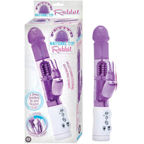 Petite Natural Tip Rabbit 6.5in. Beaded Multispeed Waterproof Clit Stimulating Vibe (Purple)