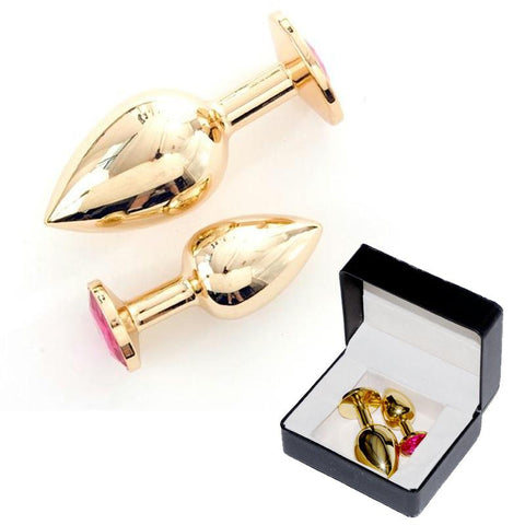 Rapture Gold Plated Stainless Steel Butt Plug w-Crystal (2)