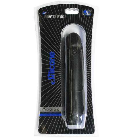 SI 8in Vibrating Silicone Dong Black