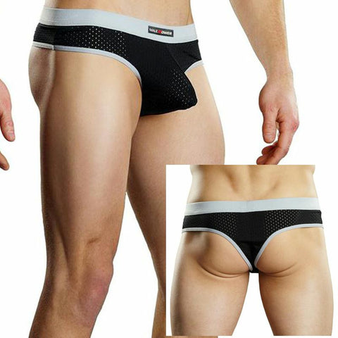 Male Power Athletic Mesh Sport Thong Black Lrg