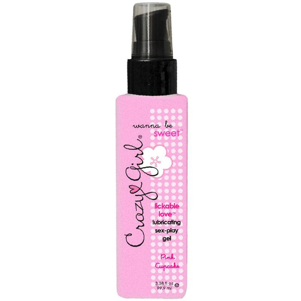 Crazy Girl, Lickable Love Lubricating Sex-Play Gel, Pink Cupcake, 3.38 fl oz, Pump Bottle, Bulk