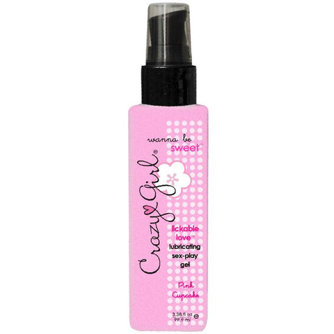 Crazy Girl, Lickable Love Lubricating Sex-Play Gel, Pink Cupcake, 3.38 fl oz, Pump Bottle, Bulk