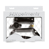 Sexperiments Switch Out Silencer - Ball gag with 3 interchangeable attachments:Bite Down Hard BitSoft Full Mouth Muffler Bitand Breathable Ball GagLockable Buckle; lock and keys included
