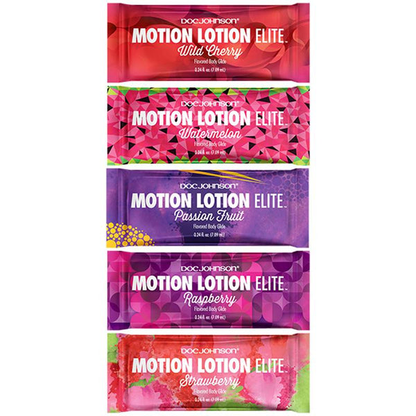 Motion Lotion Elite - Bulk Pillow Paks - Assorted .24oz (120 Pieces) Wild Cherry, Strawberry, Raspberry,Passion Fruit, Watermelon
