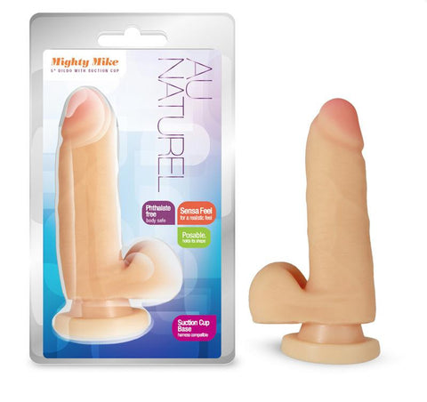 Blush Au Naturel Mighty Mike 7.75in. Dong With Suction & Balls (Beige)