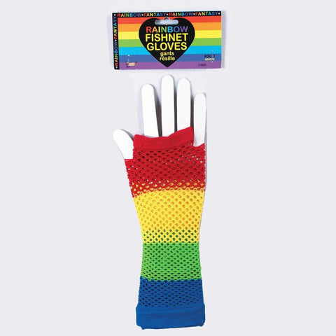 Rainbow Fishnet Gloves