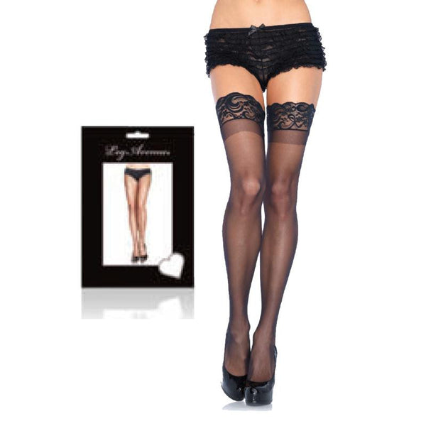 Stay Up 3in Lace Top Lycra Sheer Thigh High O-S Black
