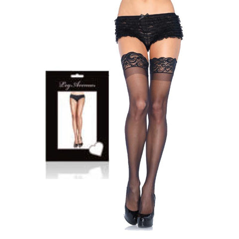 Stay Up 3in Lace Top Lycra Sheer Thigh High O-S Black