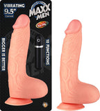 Maxx Men Vibrating 9.5in. Real Skin Curved Multispeed Waterproof Dong With Balls & Suction Cup (Ivory)