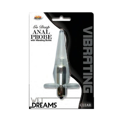 Wet Dreams Go Deep Vibrating Anal Probe-Clear