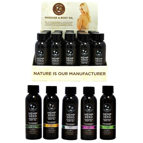Earthly Body Massage Oil Basket #1 25pc Display with 5 2oz of each Dreamsicle,Lavender,Skinny Dip, Naked- Woods & Guavalava