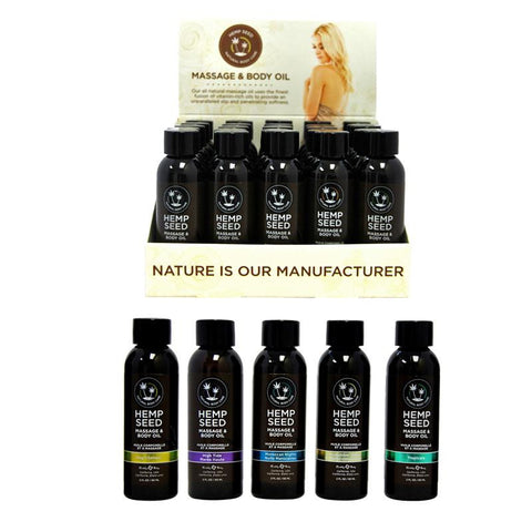 Earthly Body Massage Oil Basket #2 25pc Display with 5 2oz of each Cucumber Melon, High Tide, Moroccan, Nag Champa & Tropicale