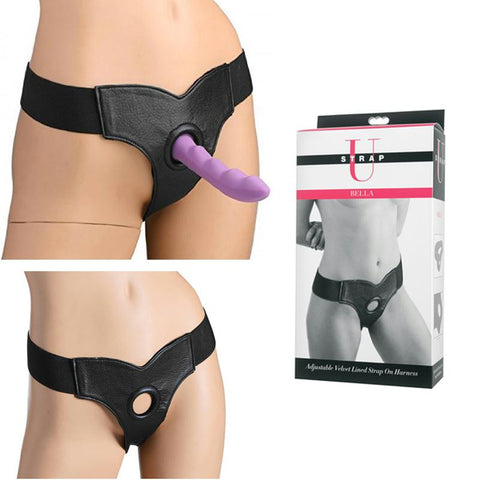 Strap U Bella Adjustable Velvet Lined Strap On Harness (Black)
