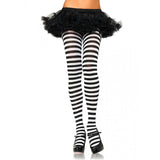 Nylon Stripe Tights O/S Black/White