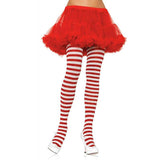 Nylon Stripe Tights O/S White/Red