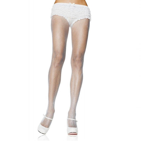 Nylon Fishnet Pantyhose O/S White