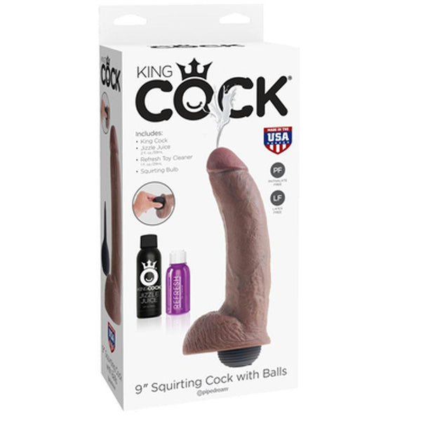 King Cock 9in Squirting Cock - Brown