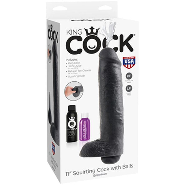 King Cock 11in Squirting Cock - Black